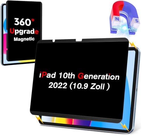 ZOEGAA 4-Wege Magnetischer Blickschutzfolie iPad 10. Generation,Abnehmbare Sichtschutzfolie iPad 10. Generation & Anti Blaulicht Sichtschutz für iPad 10 Generation 10.9 2022 Release A2696/A2757/A2777