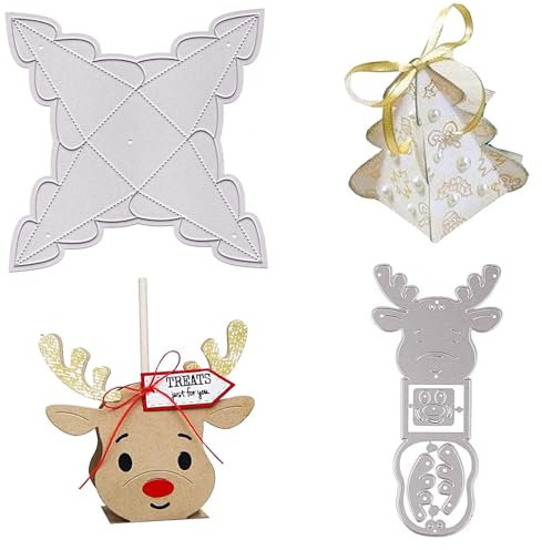 3Pcs Stanzschablone Stanzformen Prägeschablonen Cutting Dies Schablonen Metall Weihnachten Süßigkeiten-Box Stanzbögen für Scrapbooking DIY Karten Album Kunsthandwerk