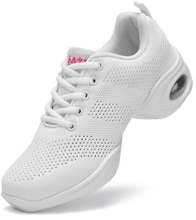 Frauen Tanzschuhe Leicht Atmungsaktiv Jazz Schuhe Tanz Schuhe Yoga Training Aerobic Schnürschuhe für Damen Weiß39