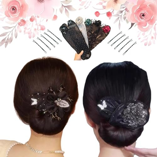 Ball Hair Clip, Flower Hair Bun Roller, Ball Hair Clip Bun Roller, Flower Hair Clip, Lazy Hair Curler Deft Bun, Magic Twist Clip Hair Accessories, Easy Fast Snap Roll Hair Tool (2pcs-F)
