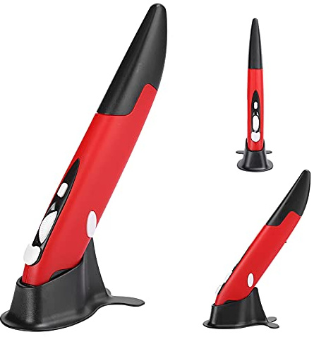 lyrlody Ergonomisches Design, 2.4G, 4 Tasten, Kabellose USB Light Pen Mouse, Stiftmaus USB Computer Stylus Kabellose Maus für PC Intelligent TV, Plug and Play (PR-03)