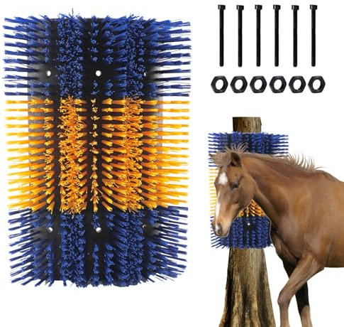 Domigard Brosse à Gratter pour Bétail - Grattoir Universel pour Cheval, Vache, Chèvre, Mouton, Bétail - Grande Brosse de Massage du Dos pour Animaux (Jaune)