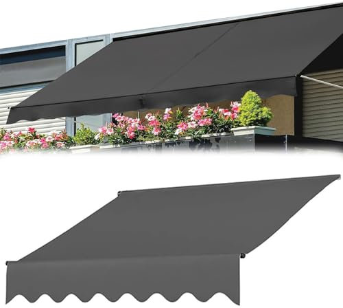 Markisenbespannung Markisenstoff Ersatz für Terrassen Klemmmarkise, Polyester Überdachung, UV Schutz Waterproof Markisen Ersatzstoff Ersatztuch(Black,400cm)