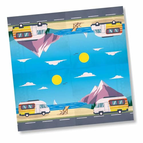 20 Servietten * CAMPING * für Geburtstag, Party und Urlaub | Napkins Papierservietten Camper