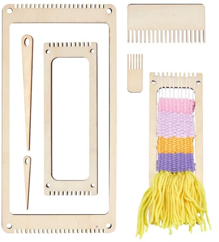 NBEADS 6 Kit Telaio per Tessitura In Legno, Segnalibro con Pettine e Uncinetto, Strumenti per Maglieria per Principianti Adulti