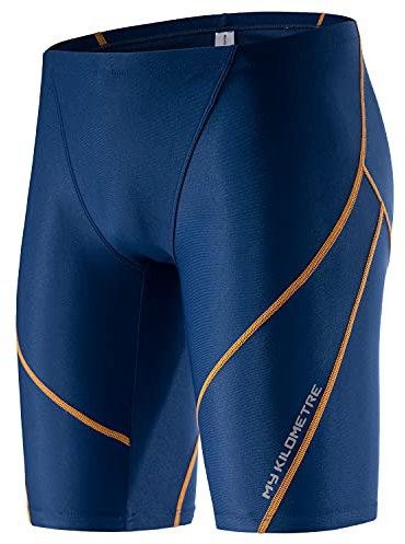MY KILOMETRE Herren Jammers Lang Badehose Schwimmen Badeanzug Jammer (DE/NL/SE/PL, Alphanumerisch, S, Regular, Regular, Dunkelblau-PBT)