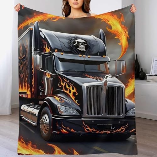 Decke LKW Flauschige Plüsch BettDecke, Extra Weich & Warm, Wohndecke Flannel Fleece Decke Als Sofadecke & Couchdecke （150×200cm）
