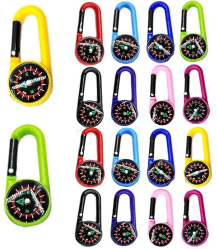 Liwein Karabiner Haken Minikompaß,Tragbarer Wasserflasche Getränk Buckle Haken Halter Schlüsselanhänger Selbsthemmung Kompass Schlüsselbund für Wandern Camping Reisen Außen (20)