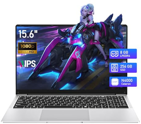 Ekonavi Ordenador Portátil de 15,6 Pulgadas, Celeron N4000 Portátil 8 GB de RAM LPDDR4 y 256 GB de SSD Win11 Pro Laptop, con Pantalla IPS de 1920 x 1080, Bluetooth 4.2, WiFi 5 y USB 3.0