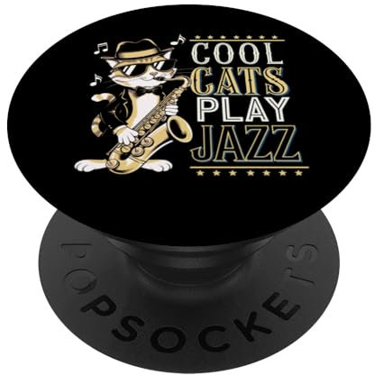 Cool Cat Jazz Saxophone Player in Retro Suit & Fedora PopSockets Klebender PopGrip
