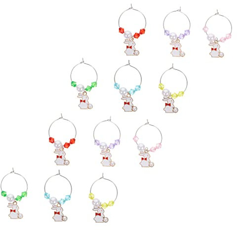 Alipis 1 Set Ciondolo in Di Vino Riconoscitore Di Vino Targhette Con Nome Della Tazza Etichette Di Per Bevande Pennarelli Per Bicchieri Lega 12 Pezzi