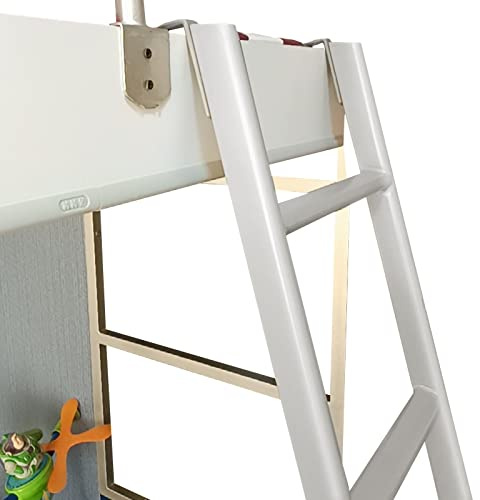 Verstellbare weiße Metallleiter für Hochbetten und Etagenbetten, 3 m, Ersatz-Treppe zum Aufhängen mit Haken für Zuhause, Schlafzimmer und Doom-Raum, stilvoll