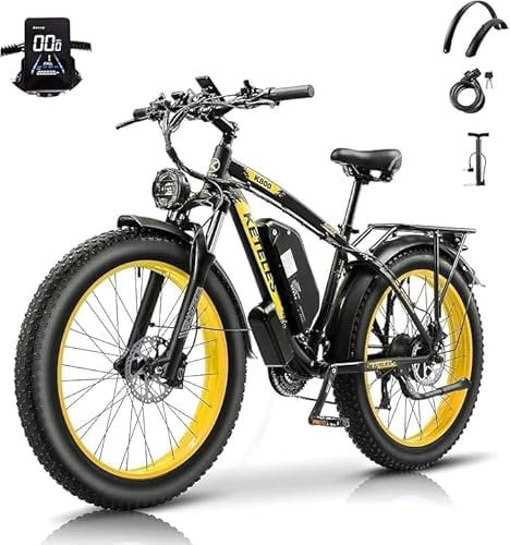 Electric Fat Tire Mountain Bike for Adults - 26 All-Terrain Anti-Slip Wheels with Removable 48V Battery & USB Charger | Quick-Release Seat, 70+ Miles Range, Includes Phone Mount