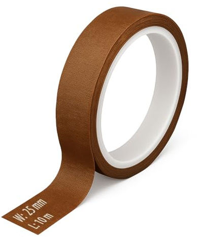 VANSUKY PTFE Teflon-Klebeband 25mm x 10m – Hitzebeständiges Antihaftband für Industrieanwendungen, 3D-Druck & Vakuumierer (25mm)