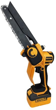 TOOLMAK Motosega a Batteria 20V, Motore Brushless, Lunghezza Lama 8, 1100W, 5500RPM, Sega Elettrica Senza Fili al Litio, per Potatura Alberi e Giardino-HMK22189