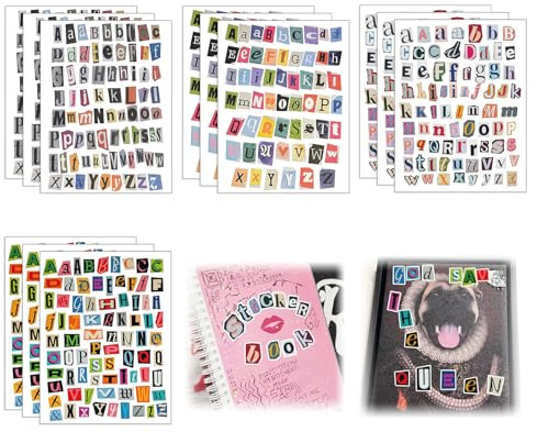 852Pcs Magazine Letter Stickers Vintage Scrapbook Letters Stickers Small Ransom Alphabet Sticker For Scrapbooking Supplies Journaling Laptop Water Bottle Diy Crafts Gift Junk Journal (Journal12)