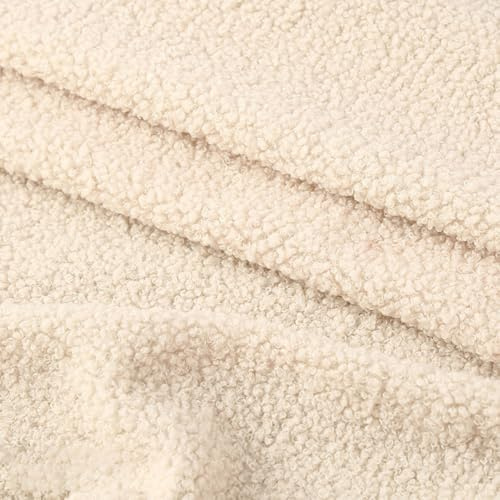 Anevous Teddystoff 160×100cm,weicher Bouclé Plüschstoff mit feiner Struktur,kuscheliger Lammfell-Imitat Stoff für Kleidung,Jacken,Decken,Kissen,Spielzeug & Wintermode,warm & pflegeleicht,Beige
