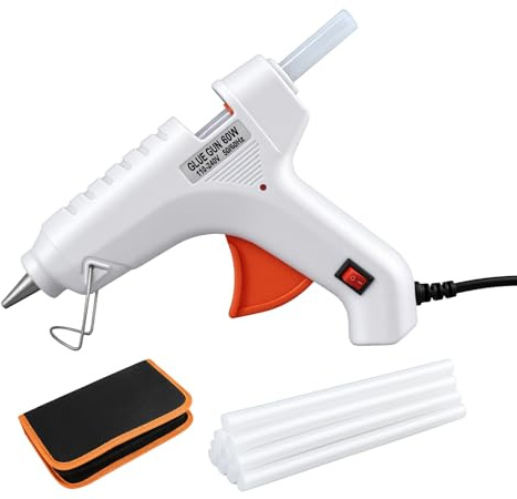 Hot Glue Gun 60W with 10pcs Glue Sticks, Dual Temperature Electric Glue Gun for Crafting and DIY, Heavy Duty Cordless Glue Gun Compatible with Glue Gun Sticks 11mm for Home Use with Storage Bag
