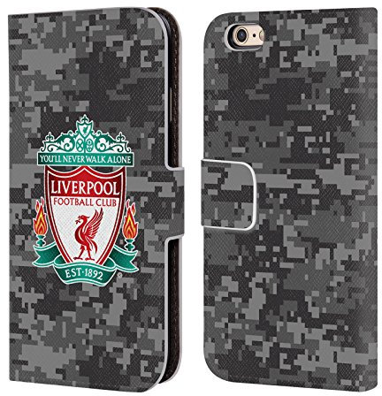 Head Case Designs Officially Licensed Liverpool Football Club Away Colours Crest Digital Camouflage Leather Wallet Case Compatible With Apple iPhone 6 / iPhone 6s