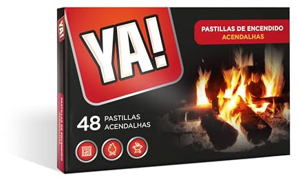 YA! - Pastillas de Encendido, 48 unidades - Pastillas Chimenea, Estufa, Barbacoa