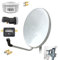 ARLI 60cm HD Sat Anlage Single LNB + 10m Koaxialkabel 135dB + Satfinder + 2 F-Stecker Digital 1 Teilnehmer Antenne lichtgrau/Weiss UHD 4K FullHD