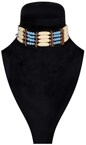 Thetru Indianer-Halsband | Einheitsgröße Erwachsene | Perlen-Halsband für Indianer-Kostüme zu Karneval und Fasching