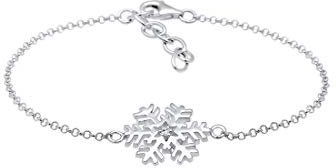 Elli Armband Damen Schneeflocke Anhänger Verspielt mit Kristall in 925 Sterling Silber