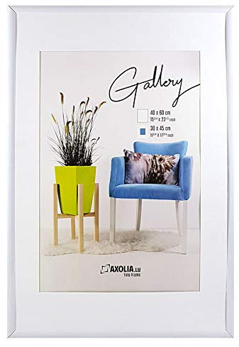 Axolia Cadre Photo 40x60 cm en plastique avec verre minéral - Décoration murale - Gallery - Blanc