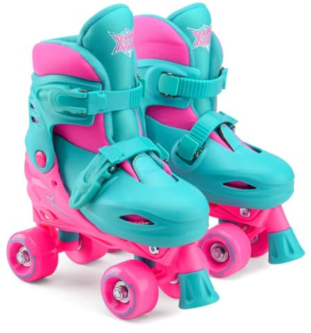 Xootz Kids Quad Skates, Beginner Adjustable Roller Skates Girls, Pink