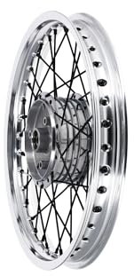 Speichenrad 1,6 x 16 Alufelge poliert + Speichen in Schwarz - für Simson S50, S51, KR51 Schwalbe, SR4