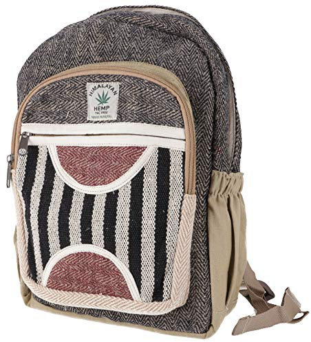 GURU SHOP Kleiner Ethno Hanf Rucksack Gestreift - Schwarz, Herren/Damen, Size:One Size, 35x25x15 cm, Ausgefallene Stofftasche