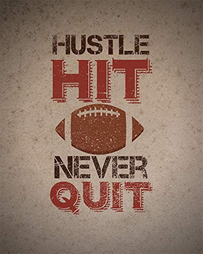 Hustle, Hit, Never Quit – Wanddekoration, Kunstdruck, mit beigem Hintergrund, 28 x 35 cm, ungerahmt