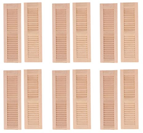 6X Dodicesima Casa delle Bambole in Miniatura Non Lucidato Persiane per Finestre