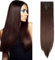 SEGO Clip in Extensions Haarverlängerung Haarteil 8 Tresssen wie Echthaar glatt Mittel braun-1 58 cm