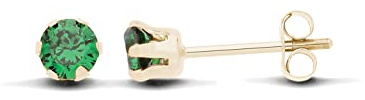 Old English Jewellers Boucles d'oreilles à tige en or jaune 9 carats avec émeraude solitaire de 3, Or jaune