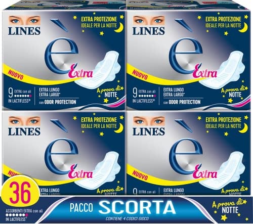 Lines È Extra con Ali Assobenti in Lactifless, PACCO SCORTA da 36 Pezzi
