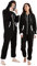 Dodheah Unisex Onesie Schwarz Pyjama Einteiler Overall Jumpsuits Nachtwäsche Familie Loungewear mit Kapuze Reißverschluss Schwarzer Weißer-M