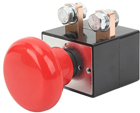 Interrupteur à Bouton-poussoir D'arrêt D'urgence 220‑250A 12‑220V 50mm 1.97in Trou de Montage IP67 Étanche pour Véhicules Chariots élévateurs Circuits de Contrôle Automatique