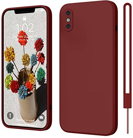 ElestBela iPhone X/XS Hülle Silikon Case, Hanyhülle 5.8'' Ultra Dünn Slim Mit Microfiber, Kratzfeste Rundumschutz Schutzhülle für iPhone X/XS - Dunkel Rot
