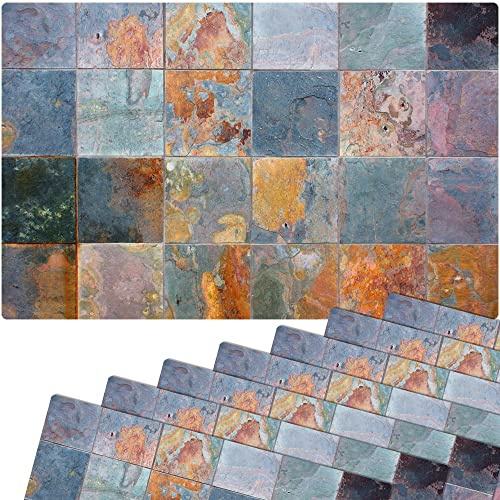 Tischsets 8er als abwaschbare Tischdeko - Platzsets Industrial Metall Optik modern als Tischuntersetzer - Platzdeckchen als Tischunterlage für Esstisch Wohnzimmer Tisch
