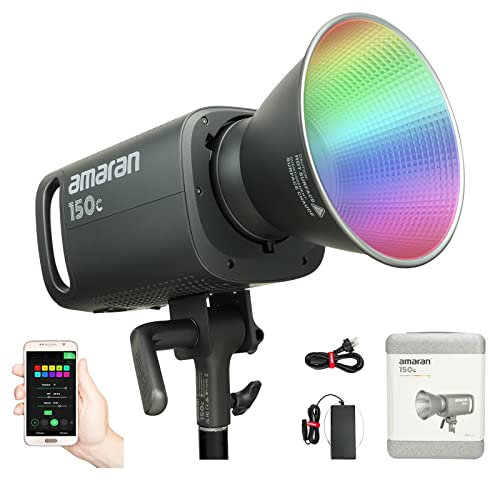 Aputure Amaran 150c RGBWW LED Video Licht,150W 2500K-7500K,CRI 95+ TLCI 95+ Bowens Mount Studio LED mit DC/AC Stromversorgung,Build in 9 Lighting FX für Filmemaking Studio Fotografie