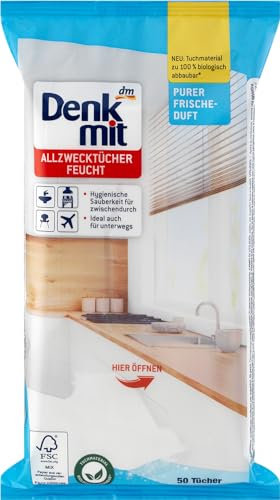 DENK MIT Feuchttücher (Feuchte Allzwecktücher Pure Frische, 5 Packungen)