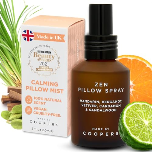 Made by Coopers Zen Room and Pillow Sleep Spray, fabriqué à la main avec des huiles essentielles, un spray d'ambiance relaxant indispensable, flacon pulvérisateur de 60 ml