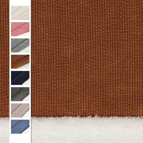 VmG-Store Cord Teddy Plüsch Stoff Meterware | Breitcord mit weichem Plüsch Doubleface 0,25m x 145cm breit für Winterkleidung Kissen Schmusetiere Bekleidung Stoffe (004 Rust)