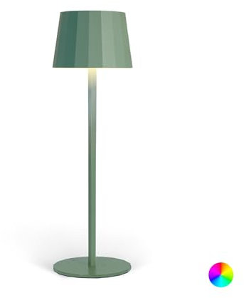Wilmà Rainbow, Lampada da Tavolo Senza Fili LED RGB Touch Control, Ricaricabile ed Impermeabile Waterproof IP54, Ideale per Uso Esterno ed Interno, Sistema Antiribaltamento (1 pezzo, Verde salvia)