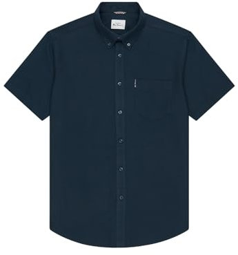 Ben Sherman Mens Big Size Short Sleeve Organic Cotton Oxford Shirt (65095) in Dark Navy in 4XL