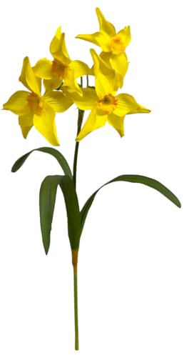 Floratexx Kunstblume Narzisse mit Blätter, 40cm. Künstliche Blume Osterglocke Osterdeko Frühlinsgdeko GELB