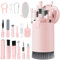 20 en 1 Brosse de Clavier d'outils Nettoyage Multifonctio Extracteur de Clavier, Pinceaux Nettoyant Ecran pour Bluetooth Earbuds Ordinateur Airpods iphone ipad Téléphone Caméra, Rose