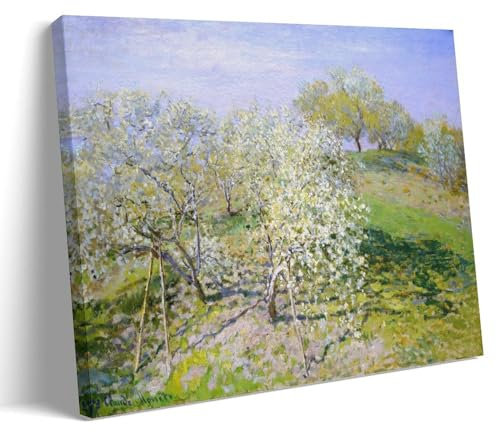 Claude Monet Kunstwerk – Apfelbäume in Blüte, Poster, Wandkunst, Bild, Gemälde, Leinwanddrucke, Kunstwerke, Schlafzimmer, Wohnzimmer, Dekoration, 40 x 60 cm