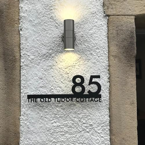 MXN Plaque de porte moderne personnalisée en acrylique flottant avec lettres 3D pour maison, rue, nom, adresse, décoration murale d'extérieur (noir, 22 x 10 cm)